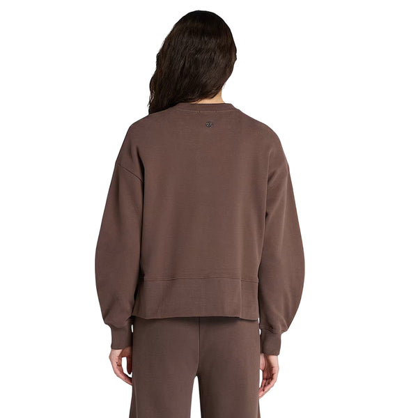Felpa Donna Girocollo Lush Comfort Marrone modella retro