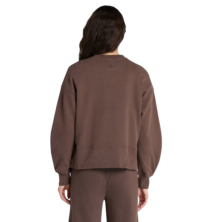 Felpa Donna Girocollo Lush Comfort Marrone modella retro