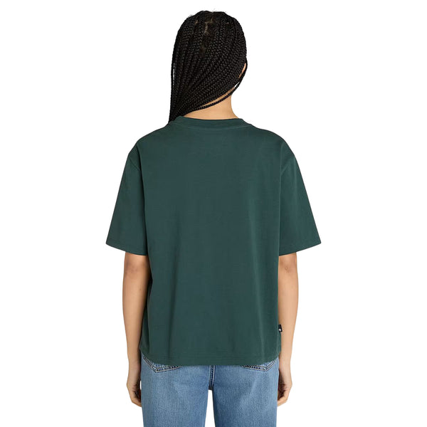 T-shirt Donna con grafica varsity Verde scuro modella retro