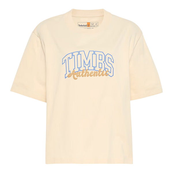 T-shirt Donna Beige con grafica sul petto e maniche corte
