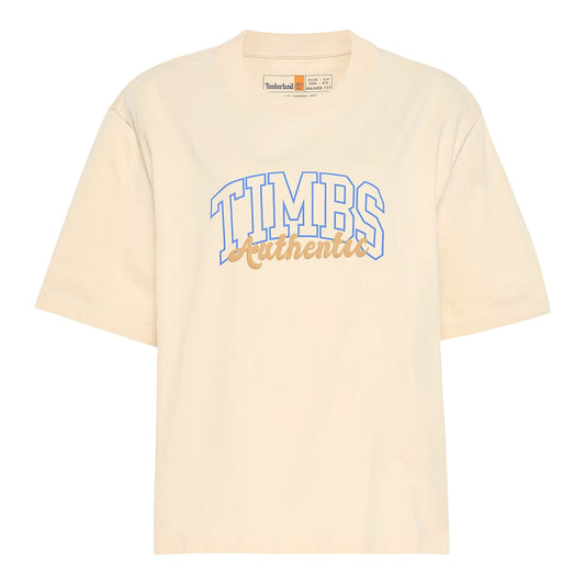 T-shirt Donna Beige con grafica sul petto e maniche corte