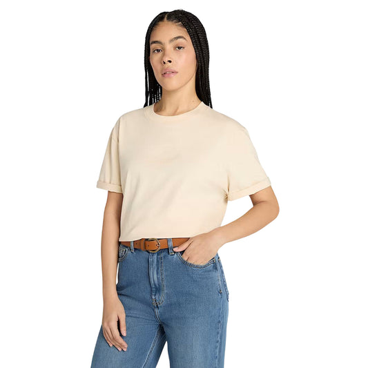 T-shirt Donna Lush Comfort Beige modella frontale