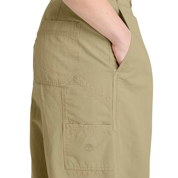 Pantaloni Donna Utility Cotone e Lino Verdi