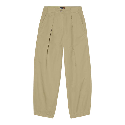 Pantaloni Donna Utility Cotone e Lino Verdi