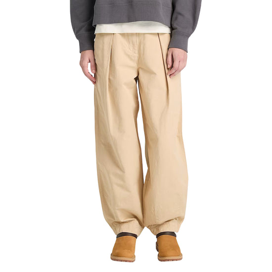 Pantaloni Donna Utility Cotone e Lino Beige