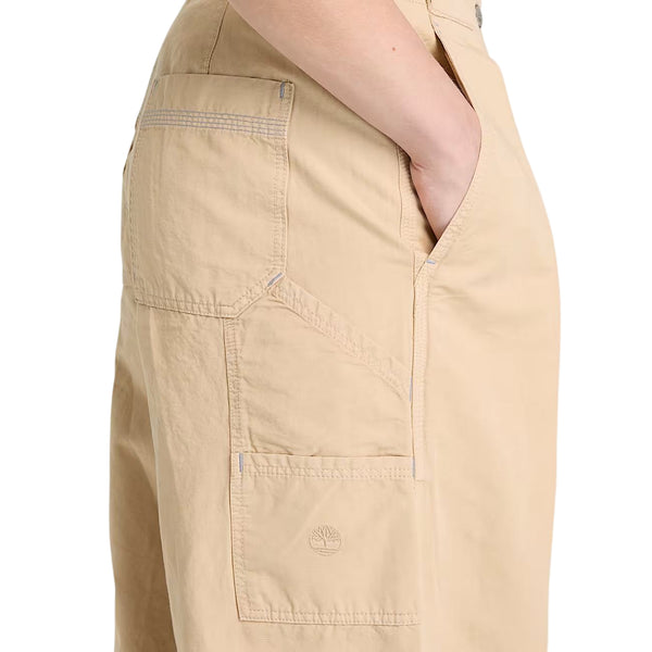 Pantaloni Donna Utility Cotone e Lino Beige