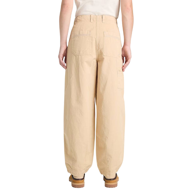 Pantaloni Donna Utility Cotone e Lino Beige