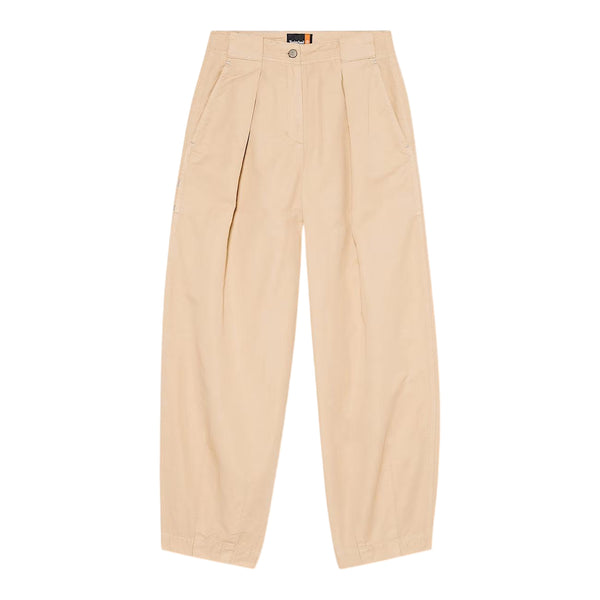 Pantaloni Donna Utility Cotone e Lino Beige