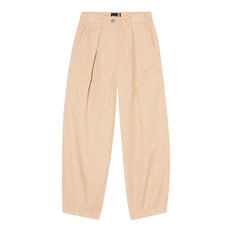 Pantaloni Donna Utility Cotone e Lino Beige