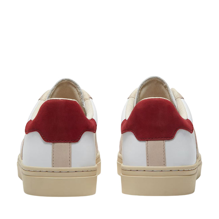 Sneaker in pelle da uomo bianco e beige chiaro