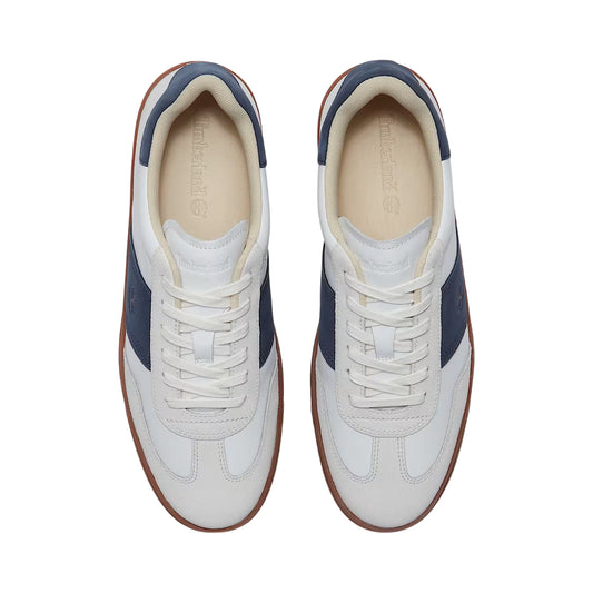 Sneaker da uomo in pelle bianca e blu scuro