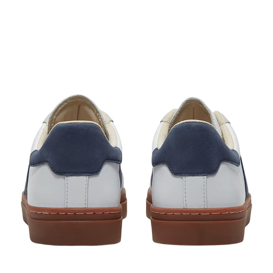 Sneaker da uomo in pelle bianca e blu scuro