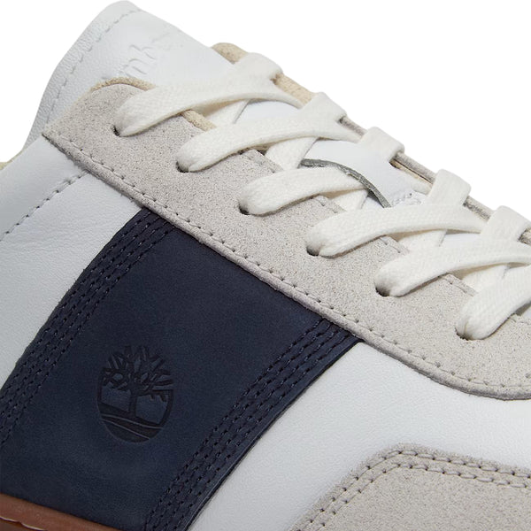 Sneaker da uomo in pelle bianca e blu scuro
