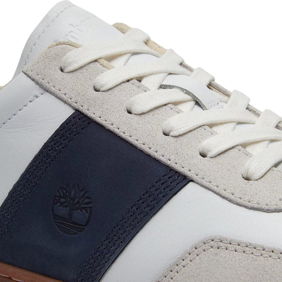 Sneaker da uomo in pelle bianca e blu scuro