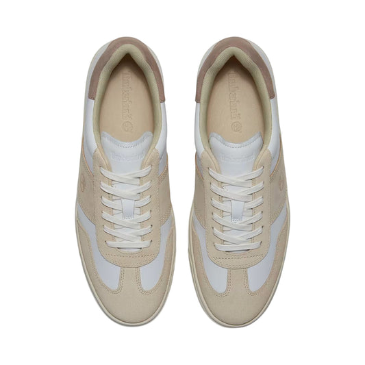 Sneaker da uomo in pelle bianca e crema