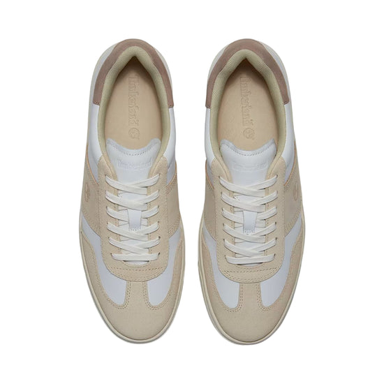 Sneaker da uomo in pelle bianca e crema