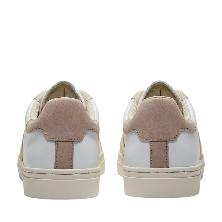 Sneaker da uomo in pelle bianca e crema