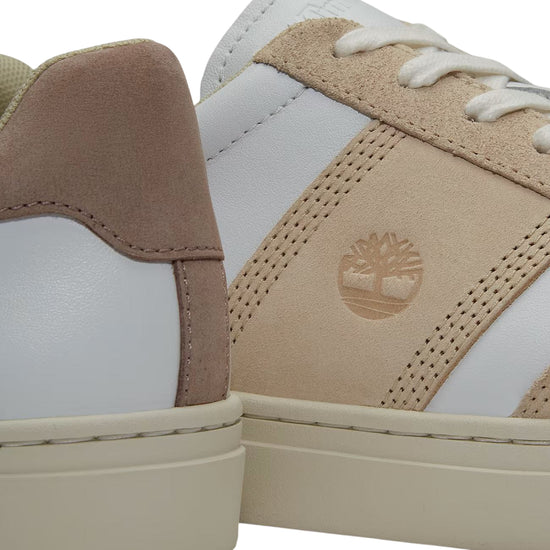 Sneaker da uomo in pelle bianca e crema