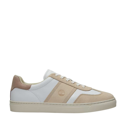 Sneaker da uomo in pelle bianca e crema