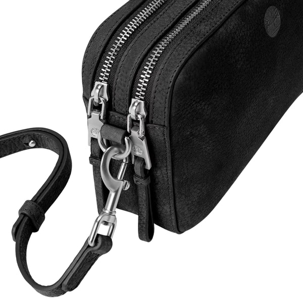 Borsa a tracolla Donna in morbida pelle nera dettaglio