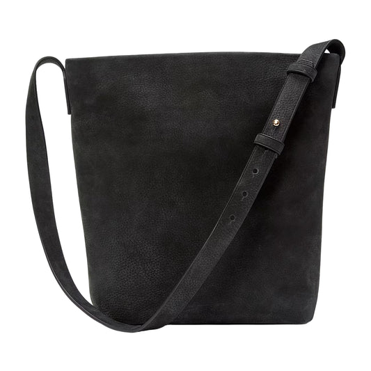 Borsa Donna Monospalla in morbida pelle nera retro