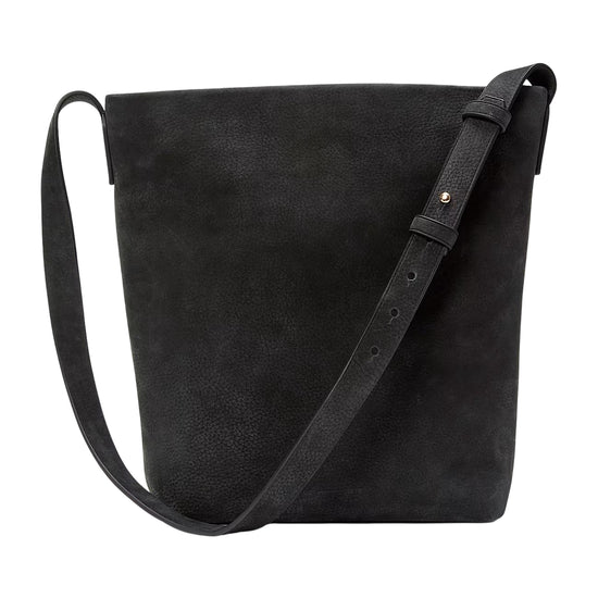 Borsa Donna Monospalla in morbida pelle nera retro