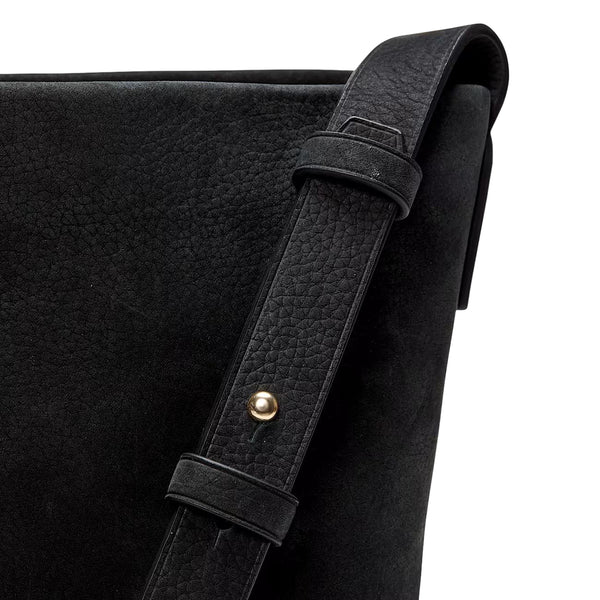 Borsa Donna Monospalla in morbida pelle nera dettaglio