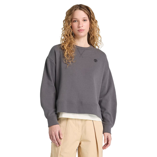 Felpa a girocollo di cotone in grigio scuro