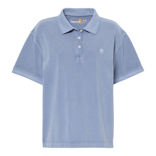 Polo a maniche corte da donna blu in Piqué