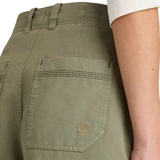 Bermuda Donna in cotone e lino Verde dettaglio