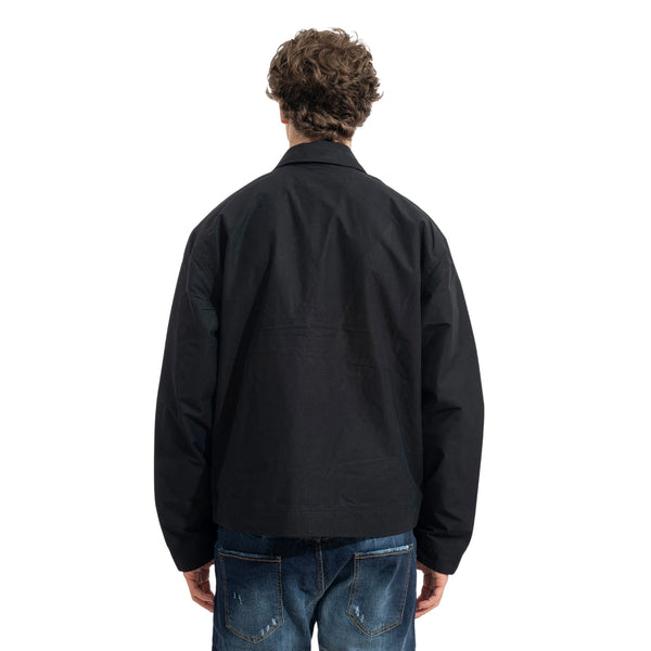 Bomber Uomo Stratham in cotone nero idrorepellente retro