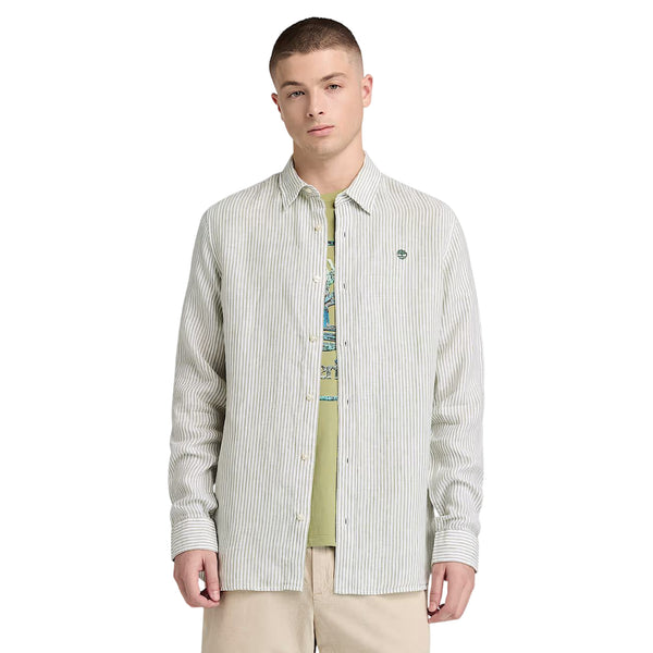 Camicia Uomo Mill Brook in misto lino a righe modello frontale