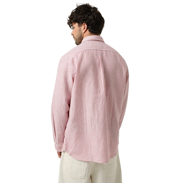 Camicia Uomo Mill Brook a righe Rosso modello retro