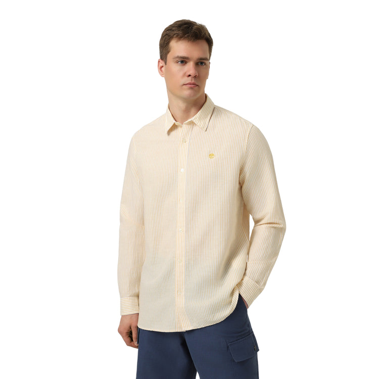 Camicia Uomo Mill Brook a righe Giallo modello frontale