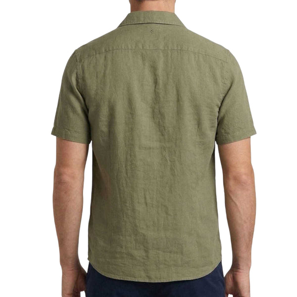 Camicia Uomo manica corta con taschino Verde modello retro