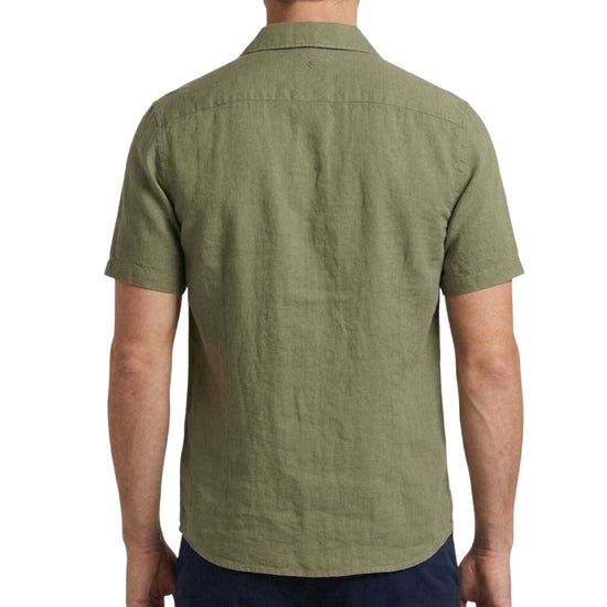 Camicia Uomo manica corta con taschino Verde modello retro