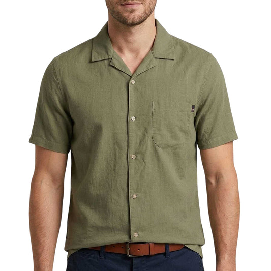 Camicia Uomo manica corta con taschino Verde modello frontale
