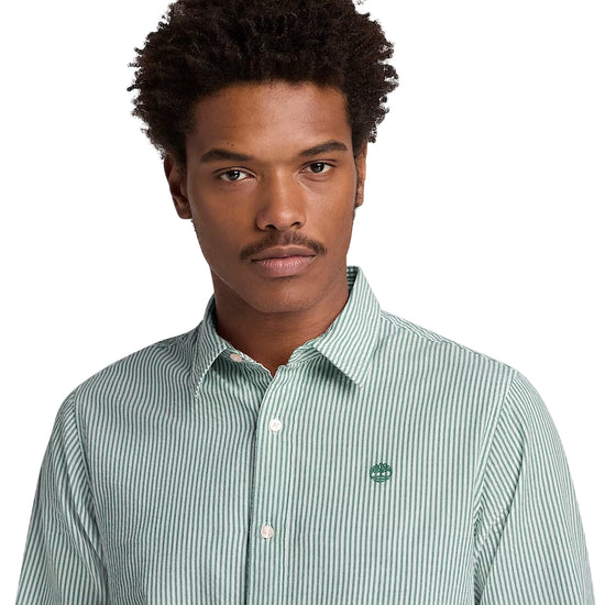 Camicia Seersucker Maniche Lunghe Uomo verde