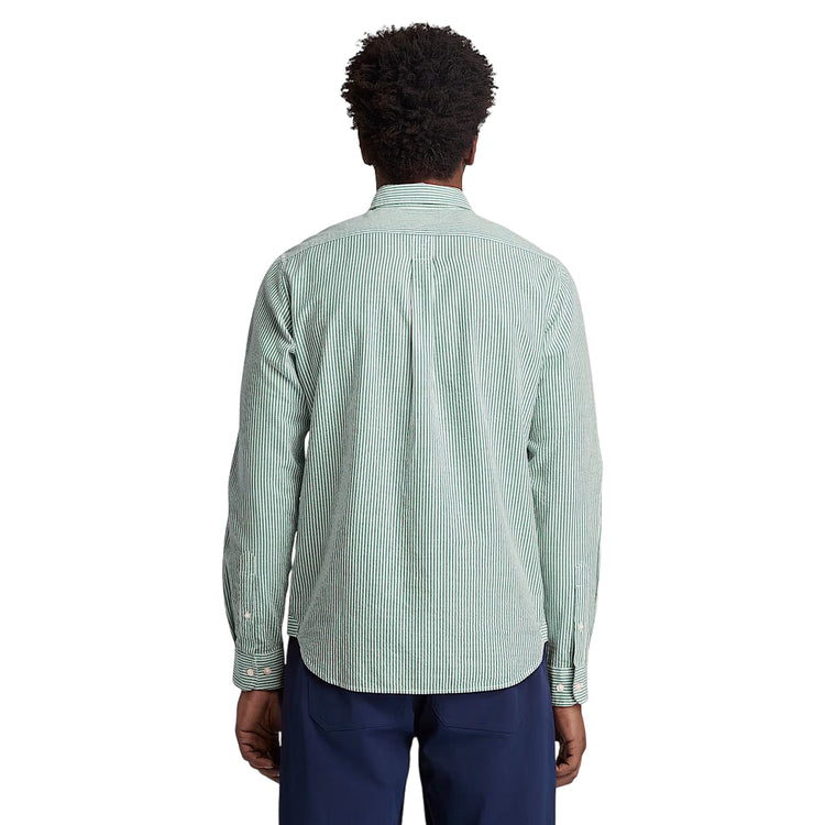 Camicia Seersucker Maniche Lunghe Uomo verde