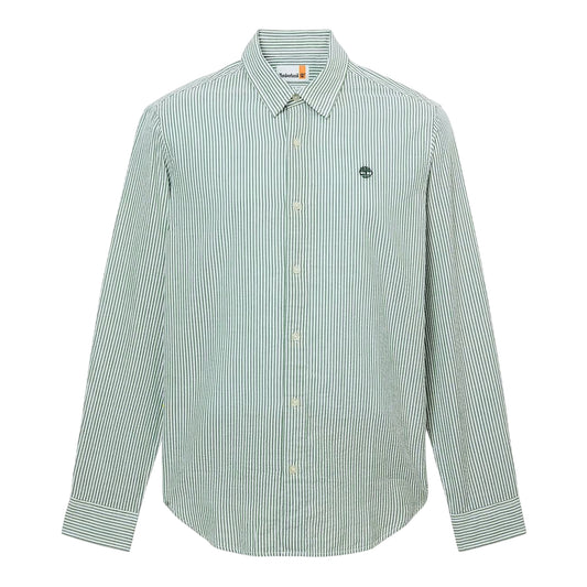 Camicia Seersucker Maniche Lunghe Uomo verde