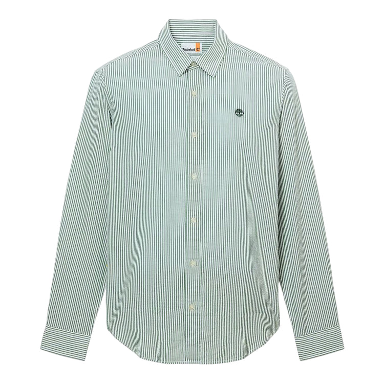 Camicia Seersucker Maniche Lunghe Uomo verde