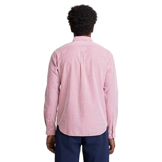 Camicia Seersucker a Righe Uomo rossa