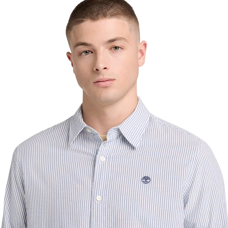 Camicia Seersucker a Righe Uomo blu