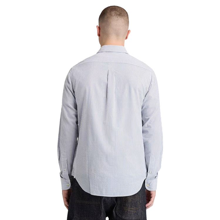 Camicia Seersucker a Righe Uomo blu