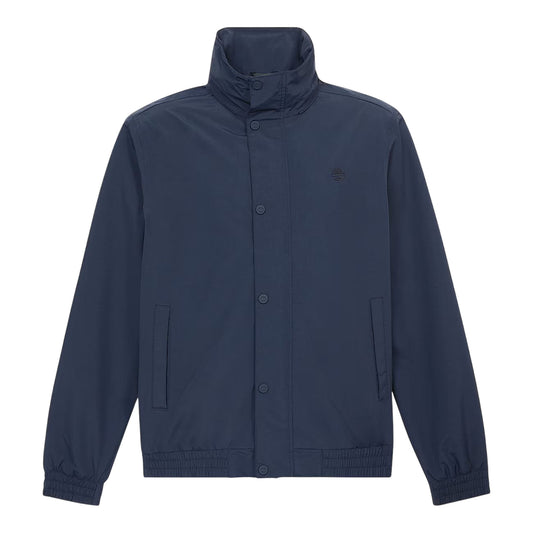 Bomber impermeabile in blu scuro con cappuccio ripiegabile