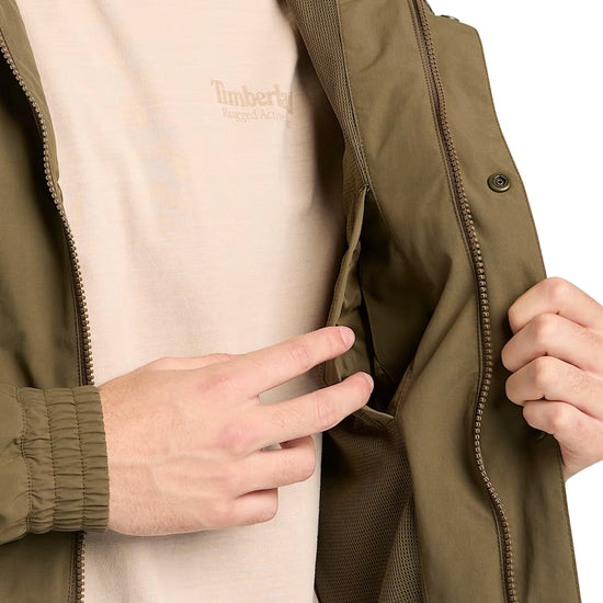 Bomber impermeabile con cappuccio verde militare