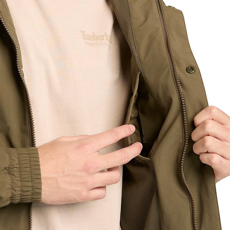 Bomber impermeabile con cappuccio verde militare