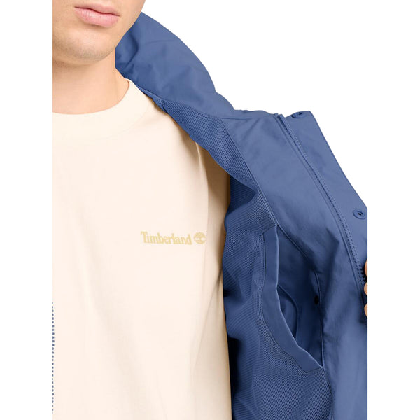 Bomber da uomo con cappuccio ripiegabile in blu chiaro