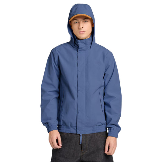 Bomber da uomo con cappuccio ripiegabile in blu chiaro