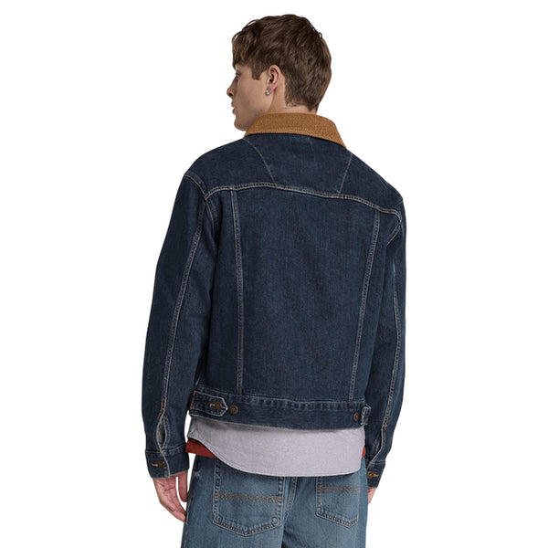 Giacca Uomo in denim con colletto in velluto modello retro